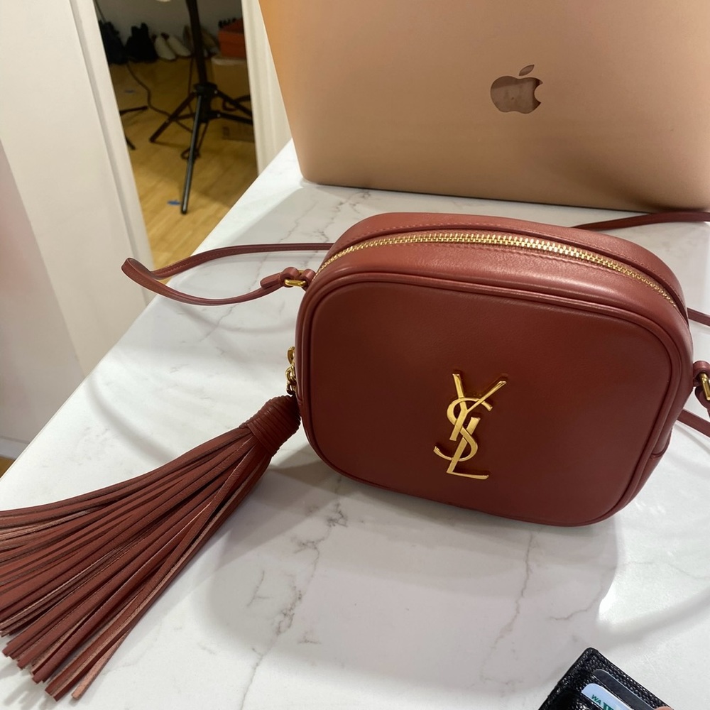 YSL calfskin blogger bag.